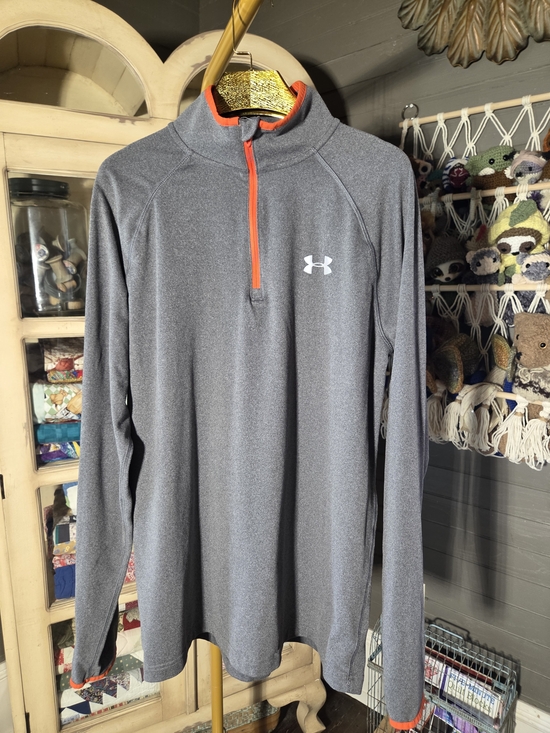 Under Armour Other - Under Armour Charcoal Gray Quarter-Zip Pullover with Orange Trim